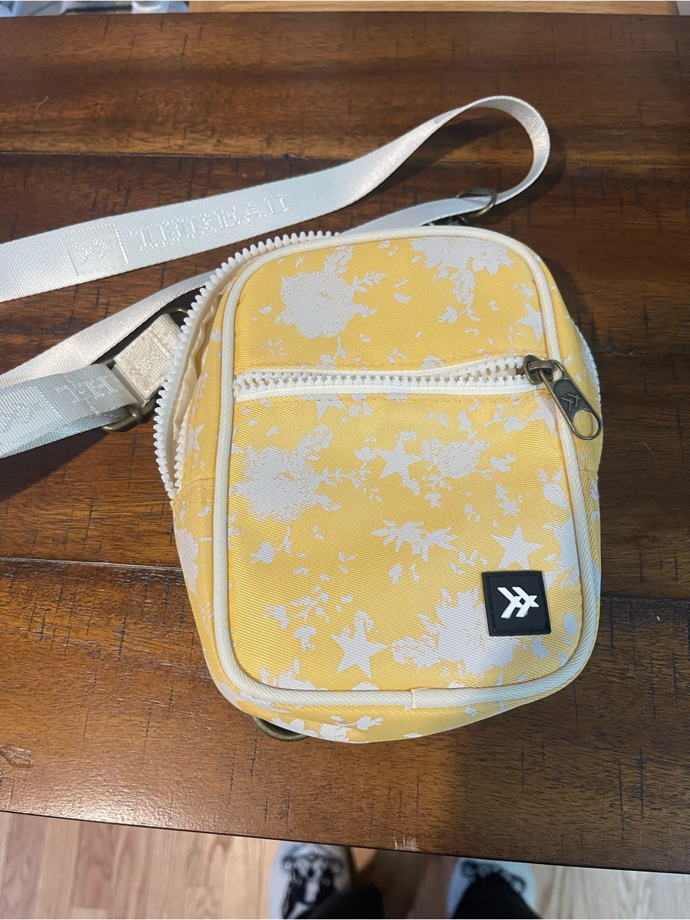 Thread Yellow Floral Crossbody Bag with White Strap